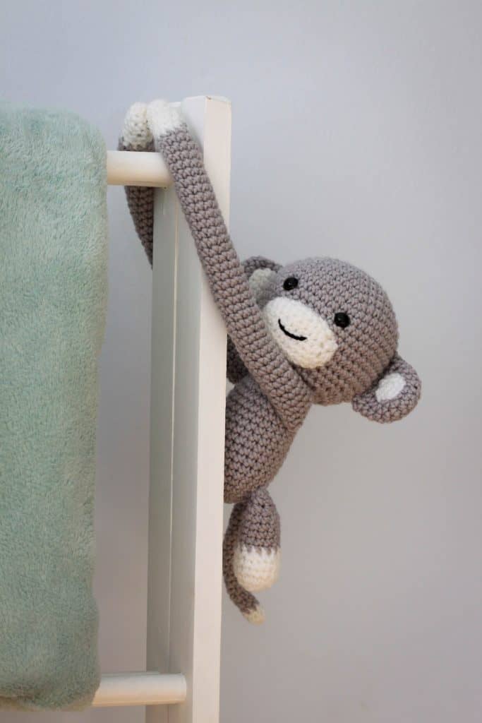 crochet monkey curtain tie back