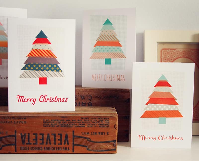 Washi tape Christmas card idea