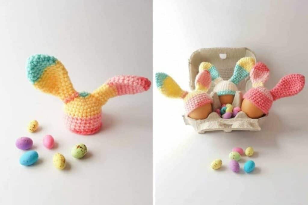 Bunny ears egg cosy crochet pattern