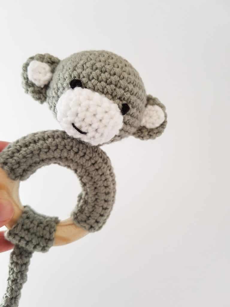 Cheeky monkey crochet teether pattern 