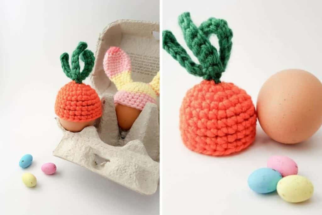 Crochet carrot top egg cosy pattern | Free crochet pattern