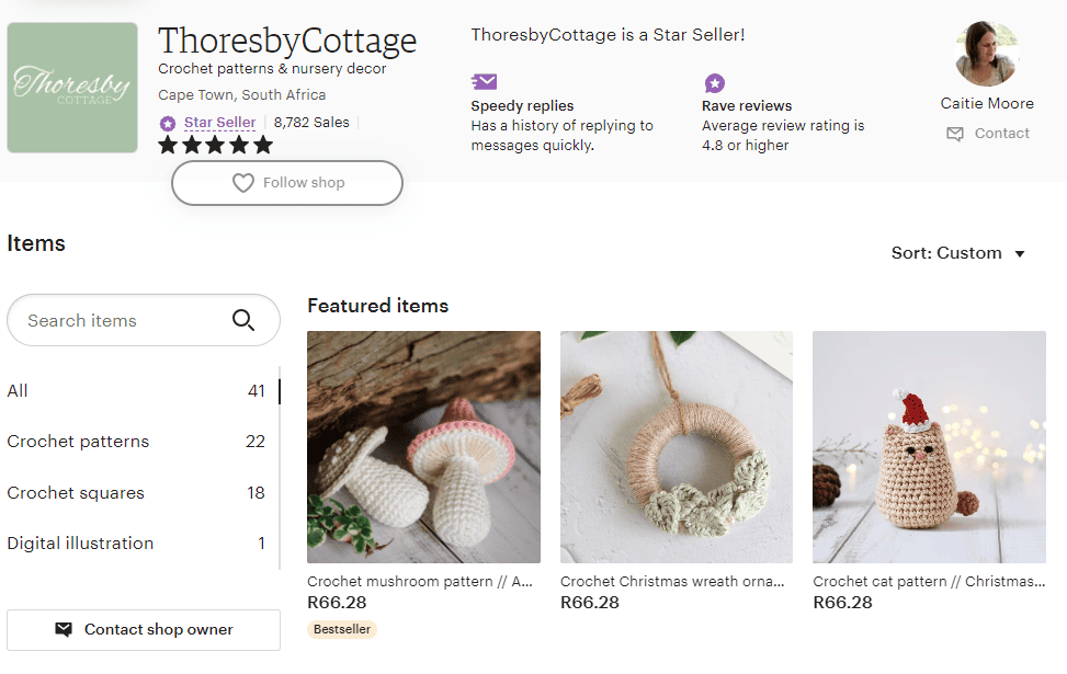 Etsy crochet store