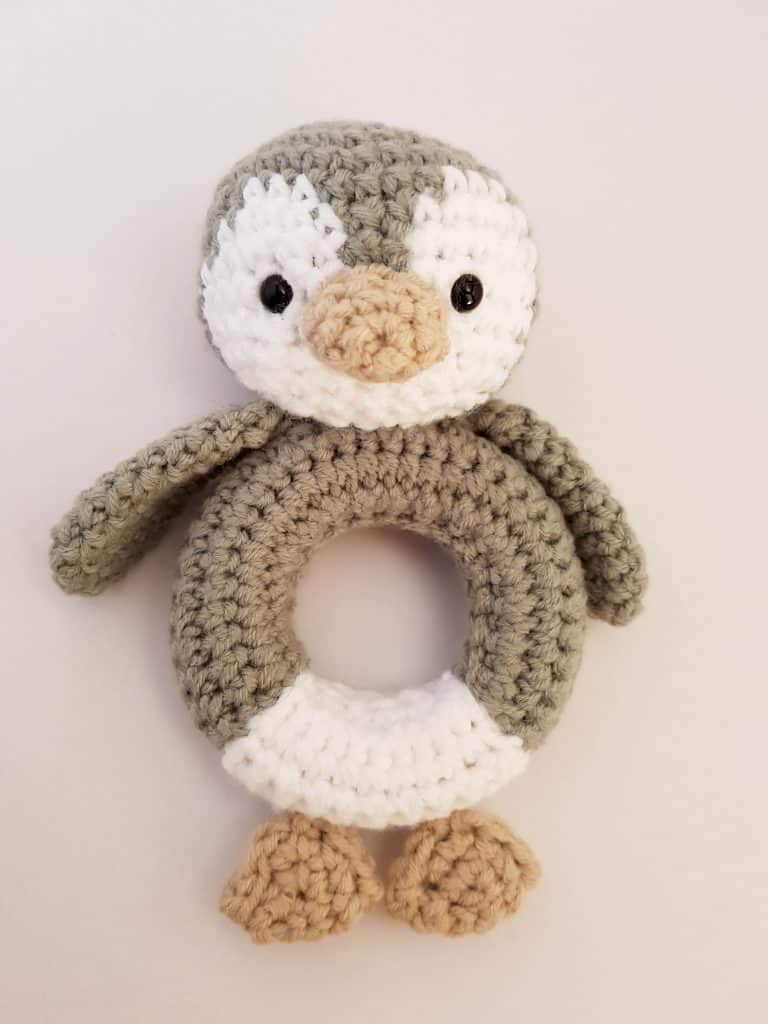 crochet penguin rattle