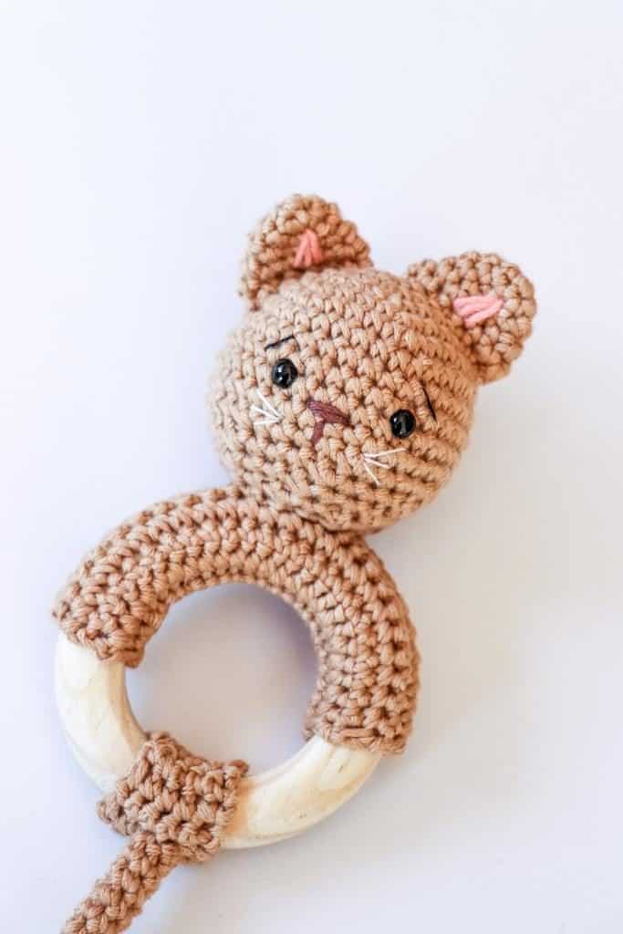 cat crochet baby teether