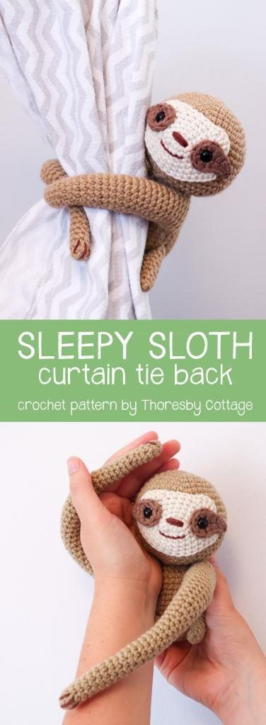 sleepy sloth crochet curtain tie back pattern 