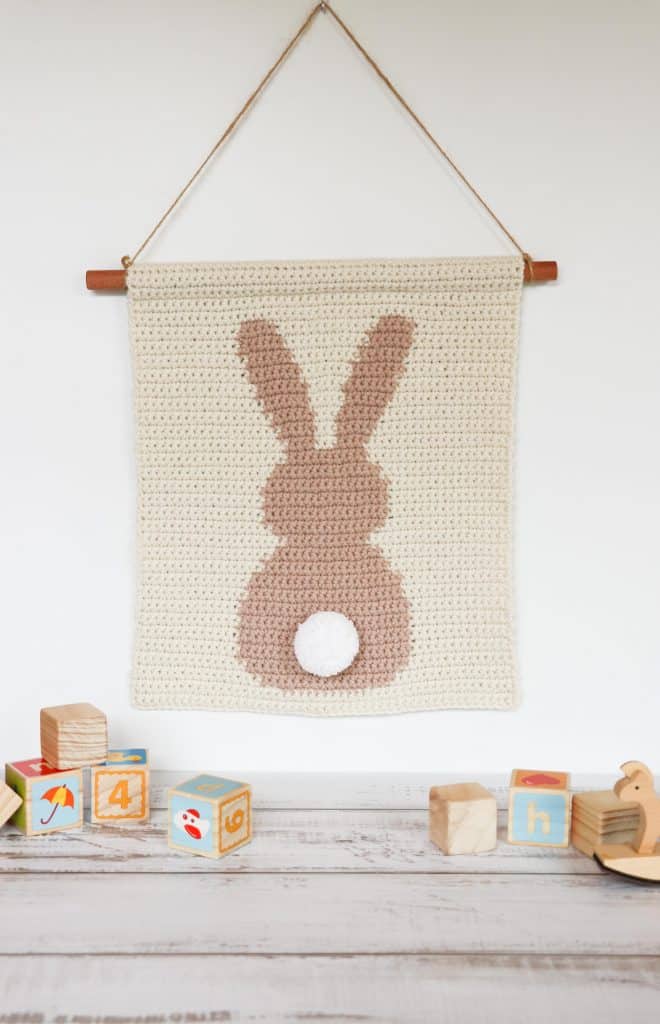 rabbit crochet wall hanging