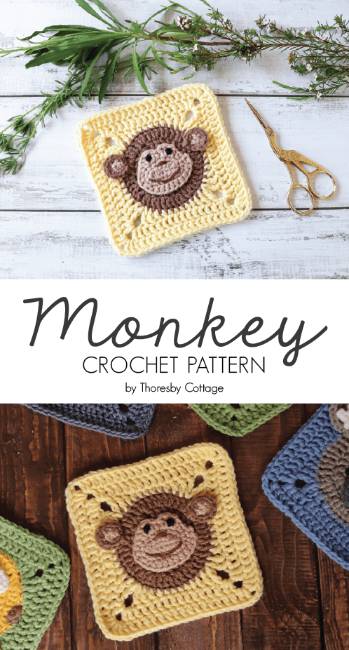 Crochet monkey square pattern | Animal square