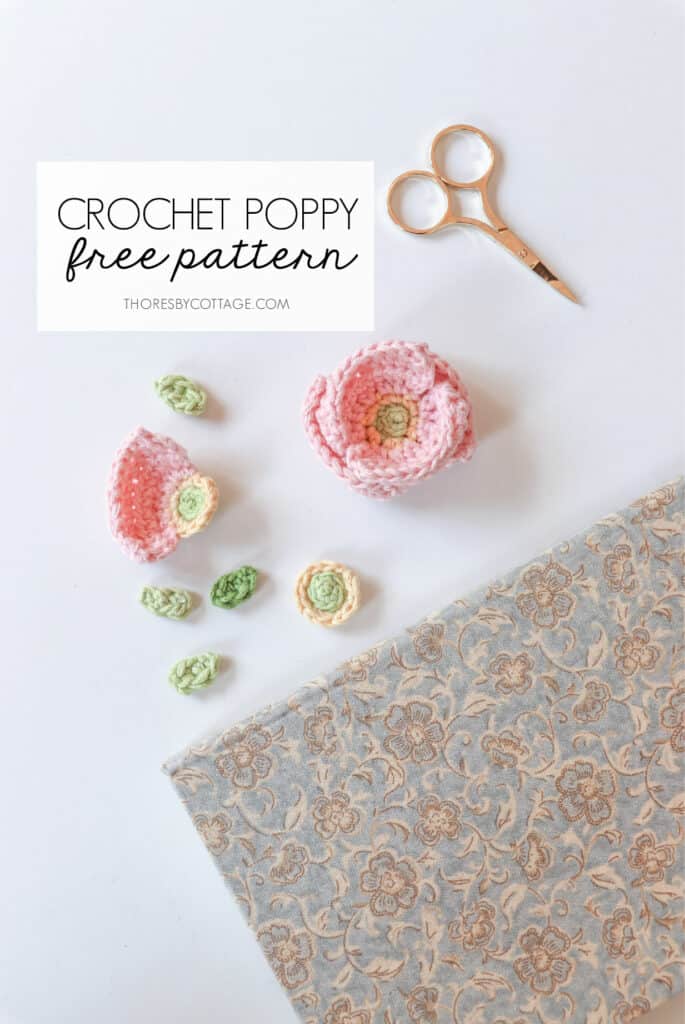 Pink crochet poppy flower