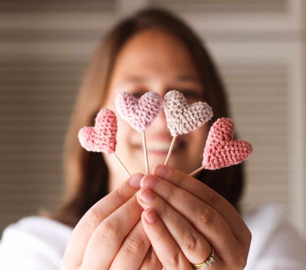 mini crochet heart popper