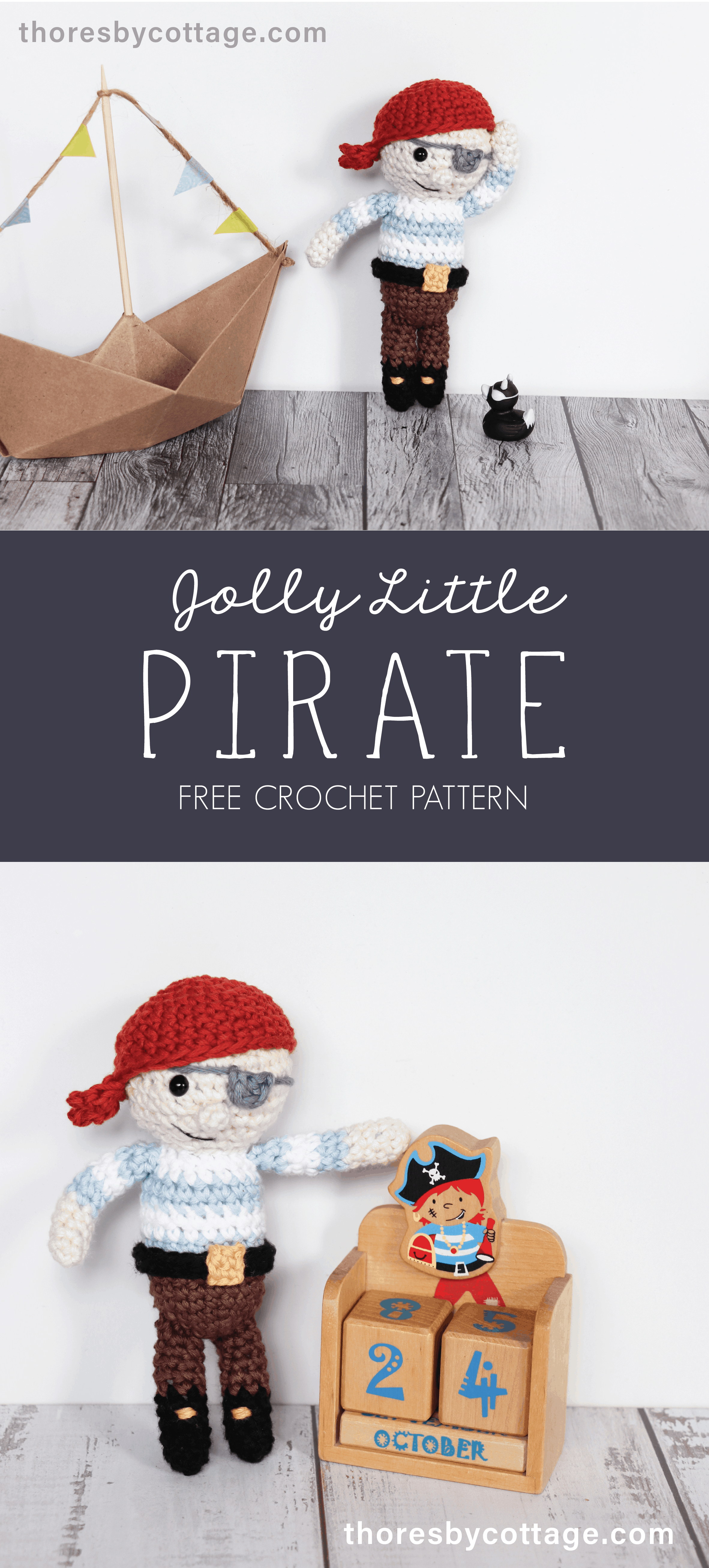 Jolly Little Pirate | Free crochet pirate pattern