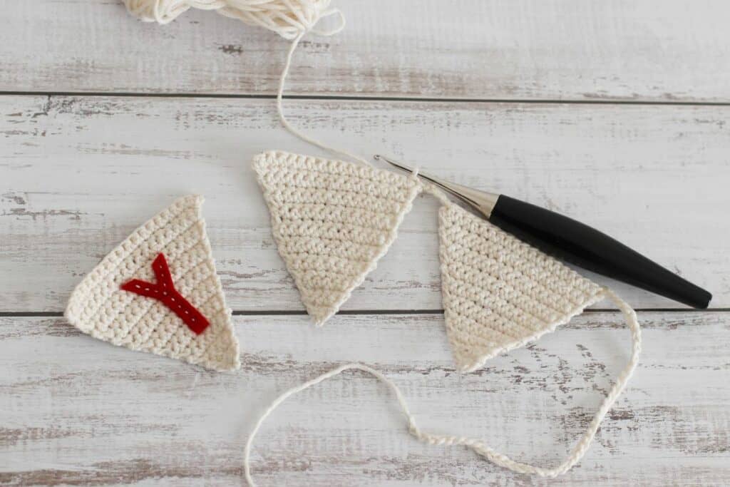 crocheting festive bunting triangles