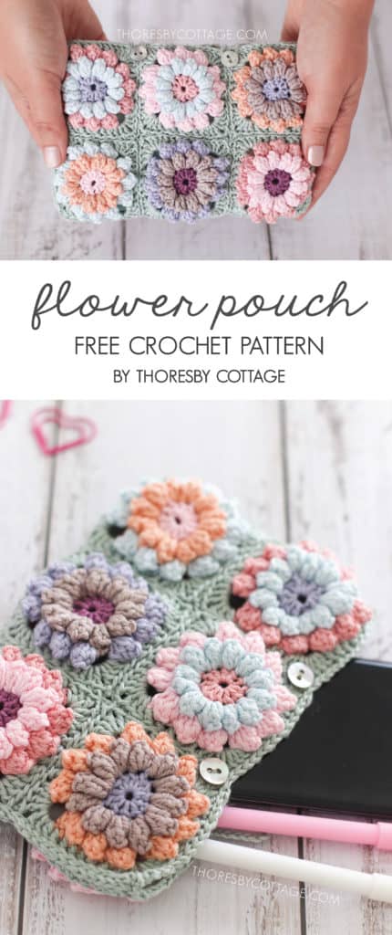 Crochet flower clutch bag | Free crochet pattern