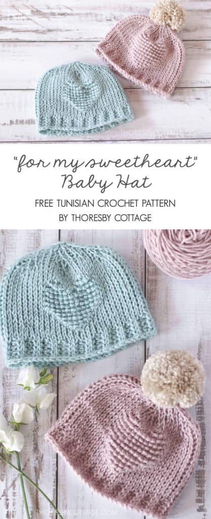 For my sweetheart | Tunisian crochet baby hat