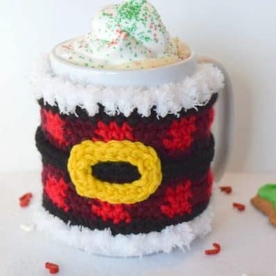 crocheted Christmas mug warmer wrap