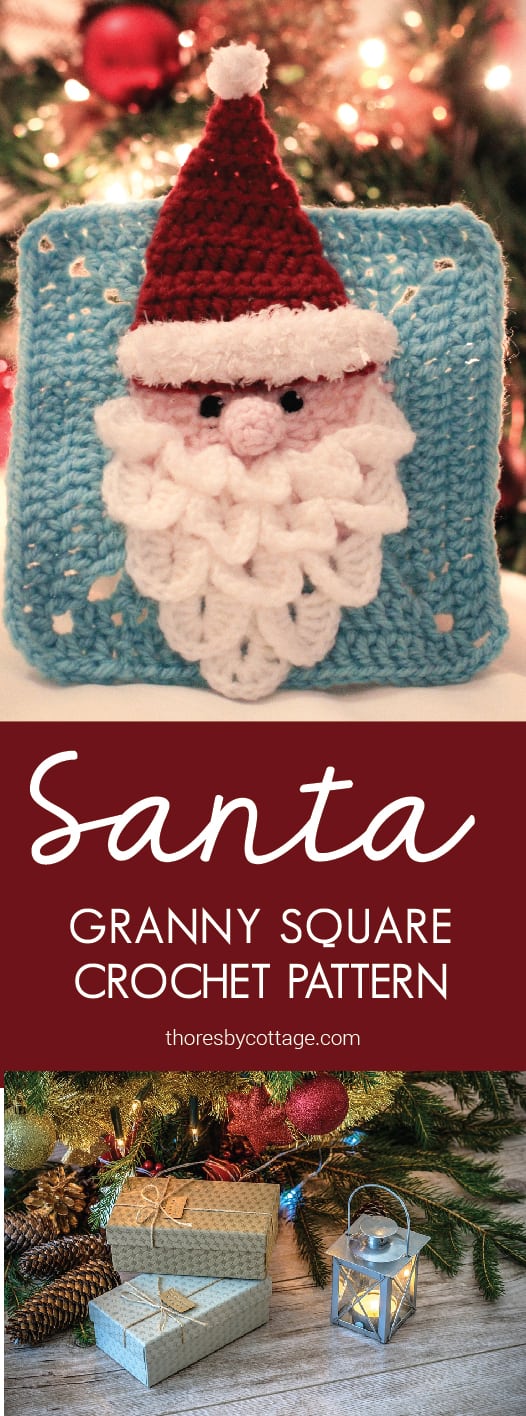 Christmas granny square pattern for crochet Santa Clause