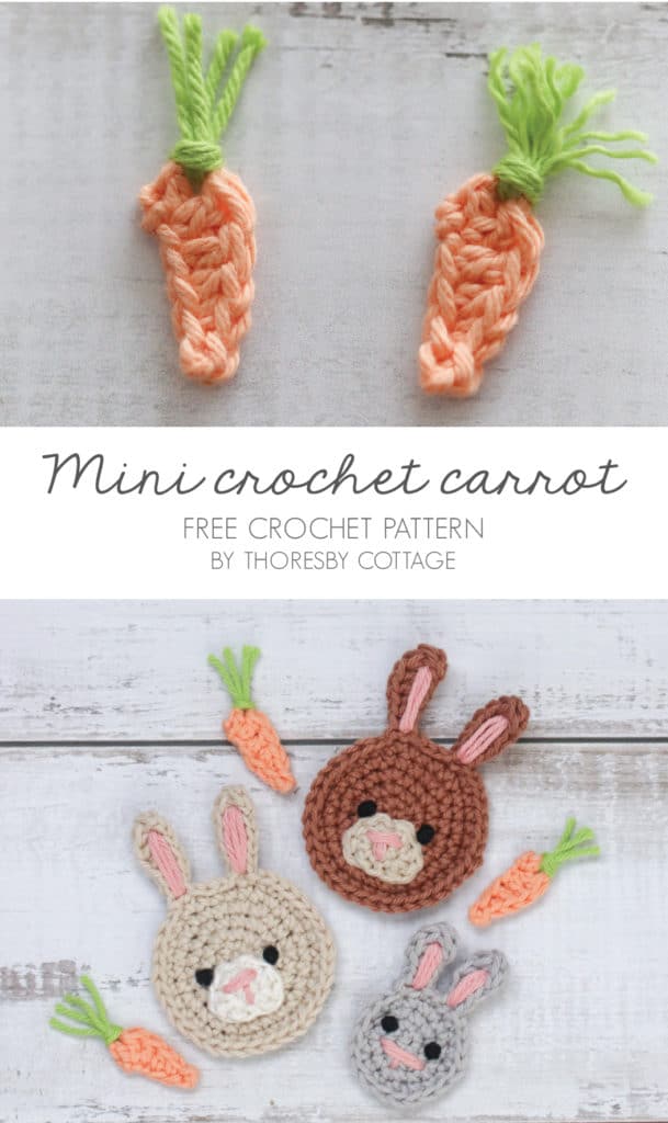 Free mini carrot applique crochet pattern