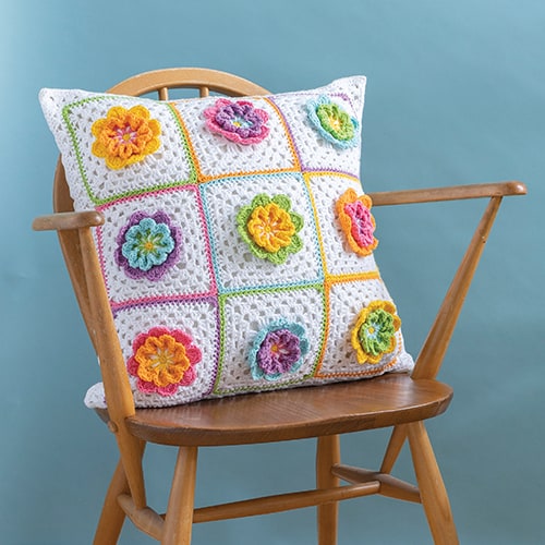 pillow cover made from granny squares