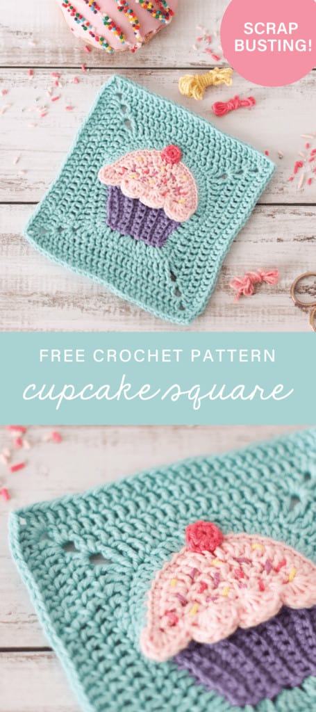 Free crochet cupcake pattern | granny square