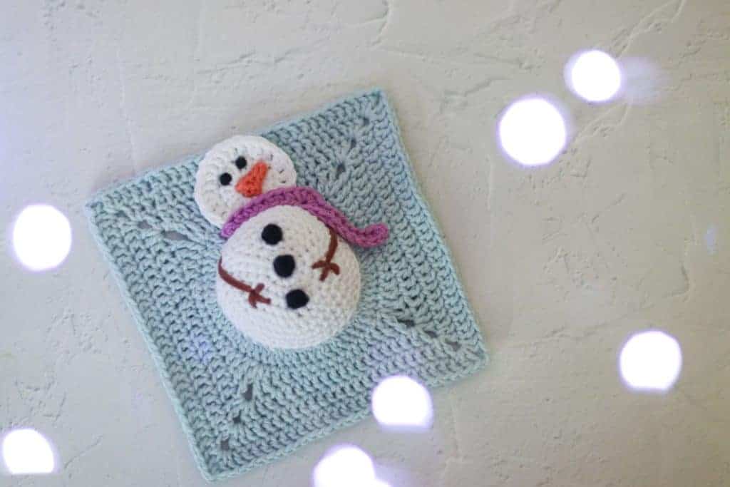 crochet snowman Christmas granny square pattern