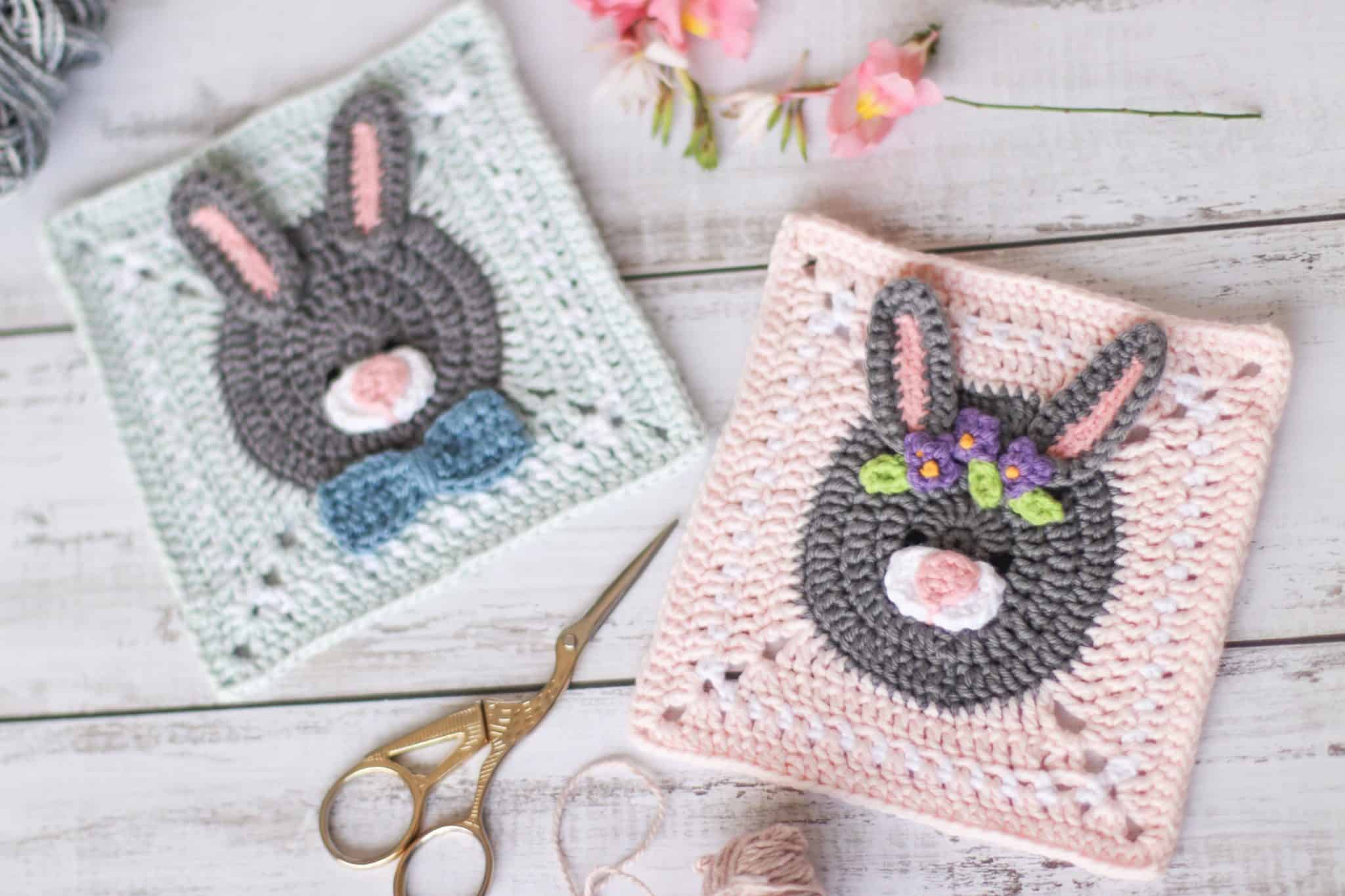 Free Crochet bunny pattern Boy and Girl Rabbit Granny Squares