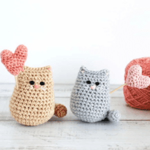 Valentines Day Crochet Kitty with Crochet Heart