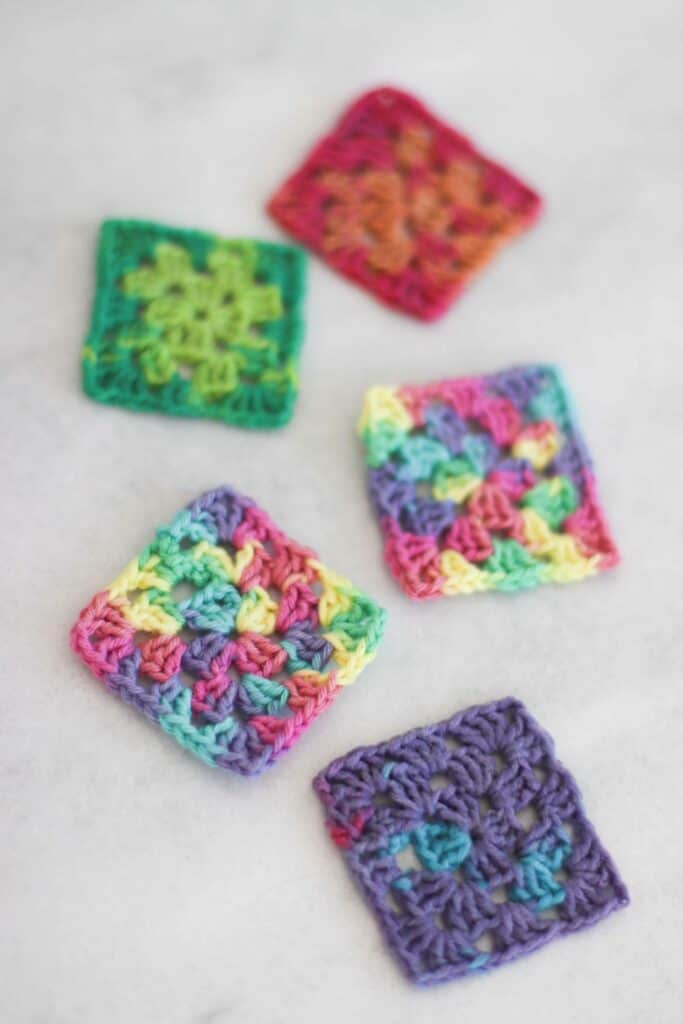 how to wet block crochet squares | rainbow color granny squares