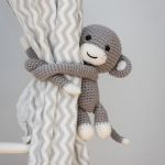 crochet monkey curtain tie back